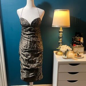 Elegant Nicole Miller gunmetal Midi Dress